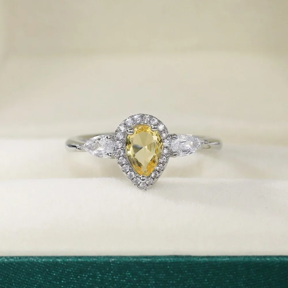 Radiant Yellow Teardrop Diamond Ring - Picture 3 of 10